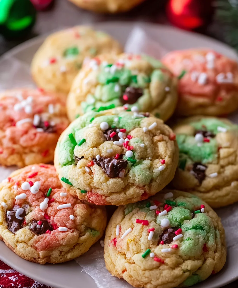 Christmas Sprinkle Pudding Cookies-Festive & Easy