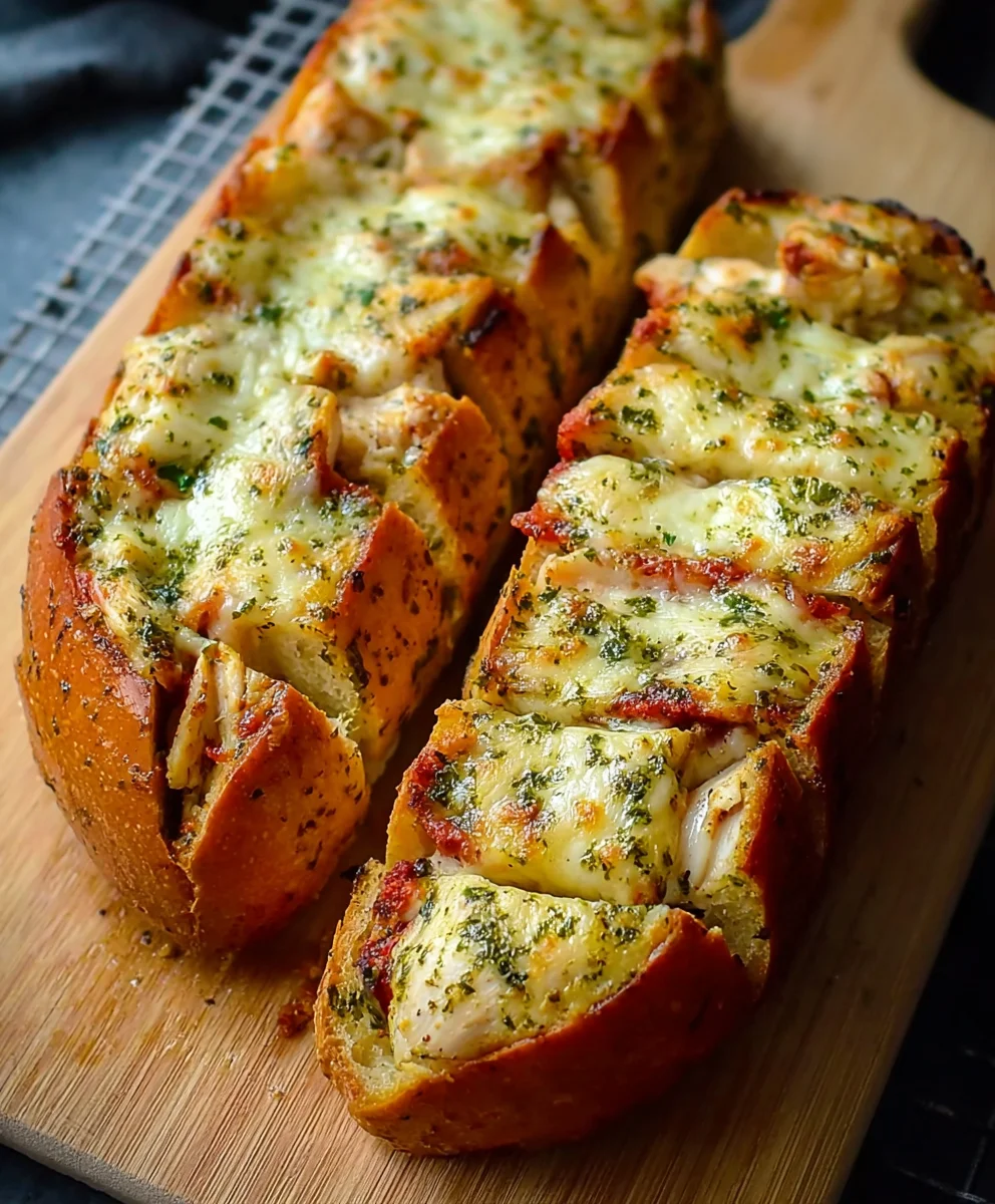 Pesto Chicken Garlic Bread-Easy & Delicious Recipe