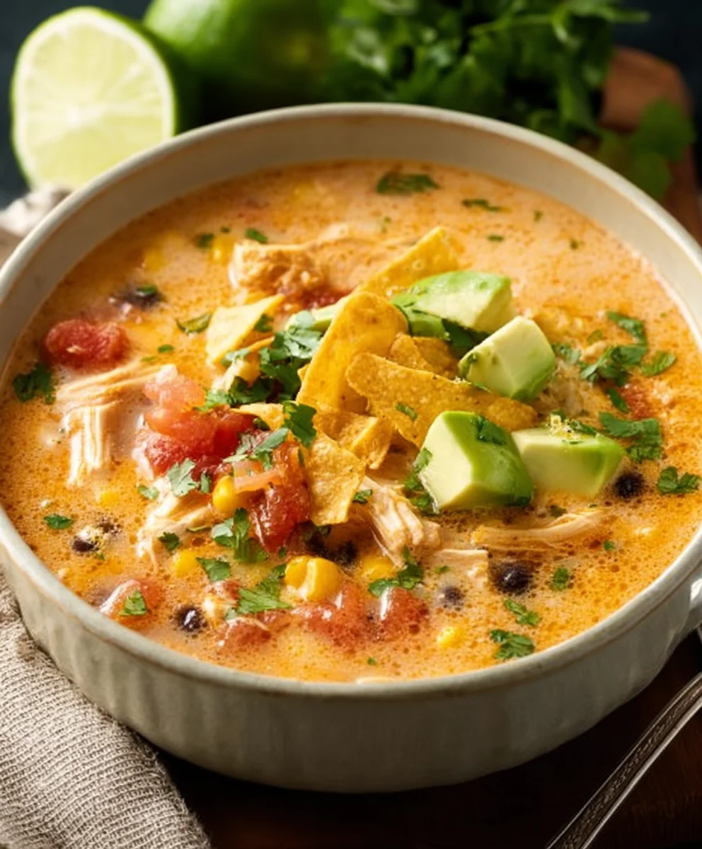 Creamy Chicken Tortilla Soup-Hearty & Delicious