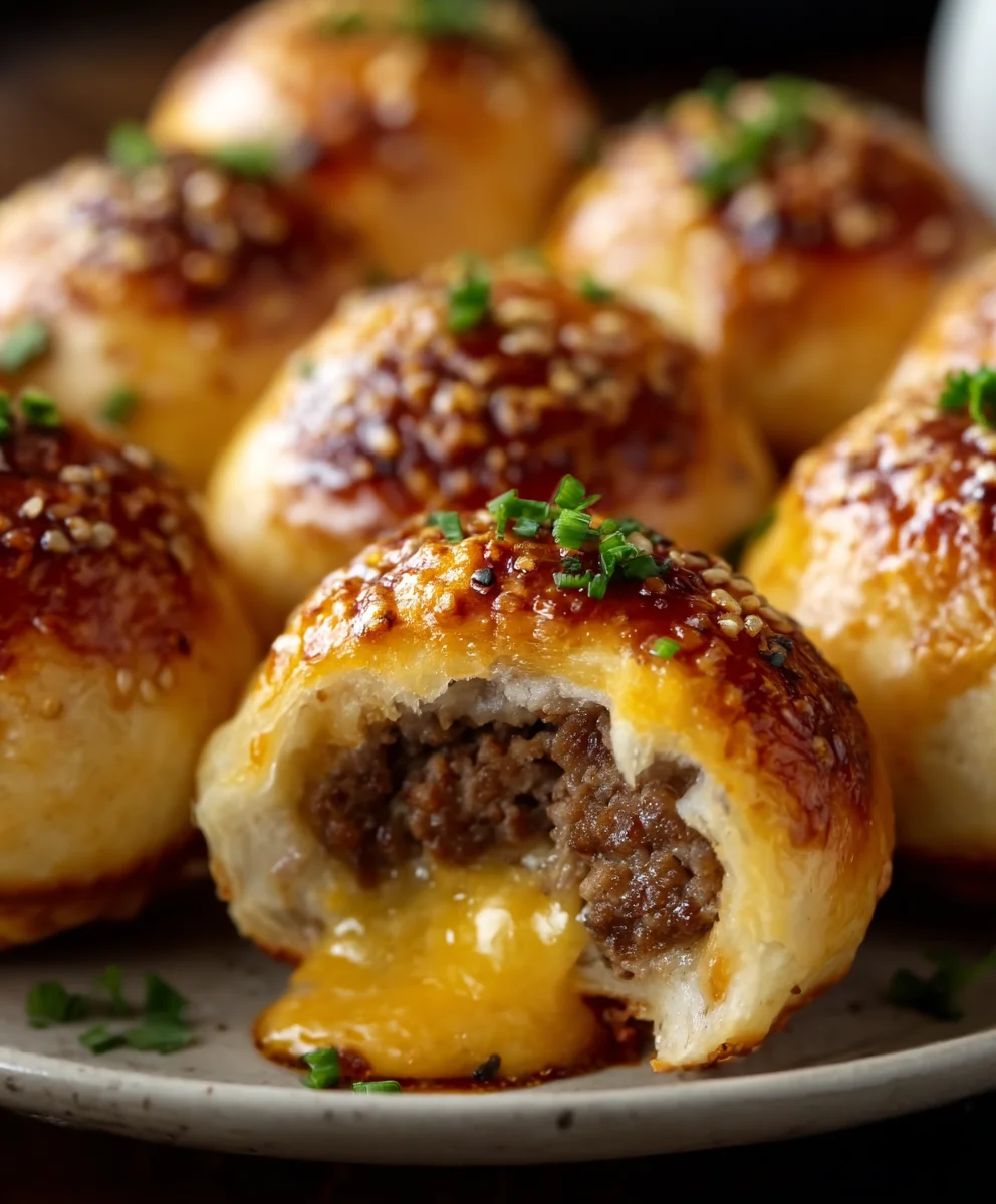 Garlic Parmesan Cheeseburger Bombs- Easy Beef Bites