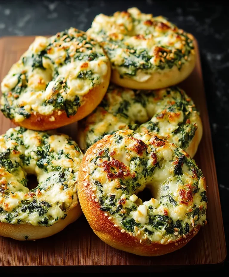 Cheesy Spinach-Artichoke Bagels- Easy & Delicious