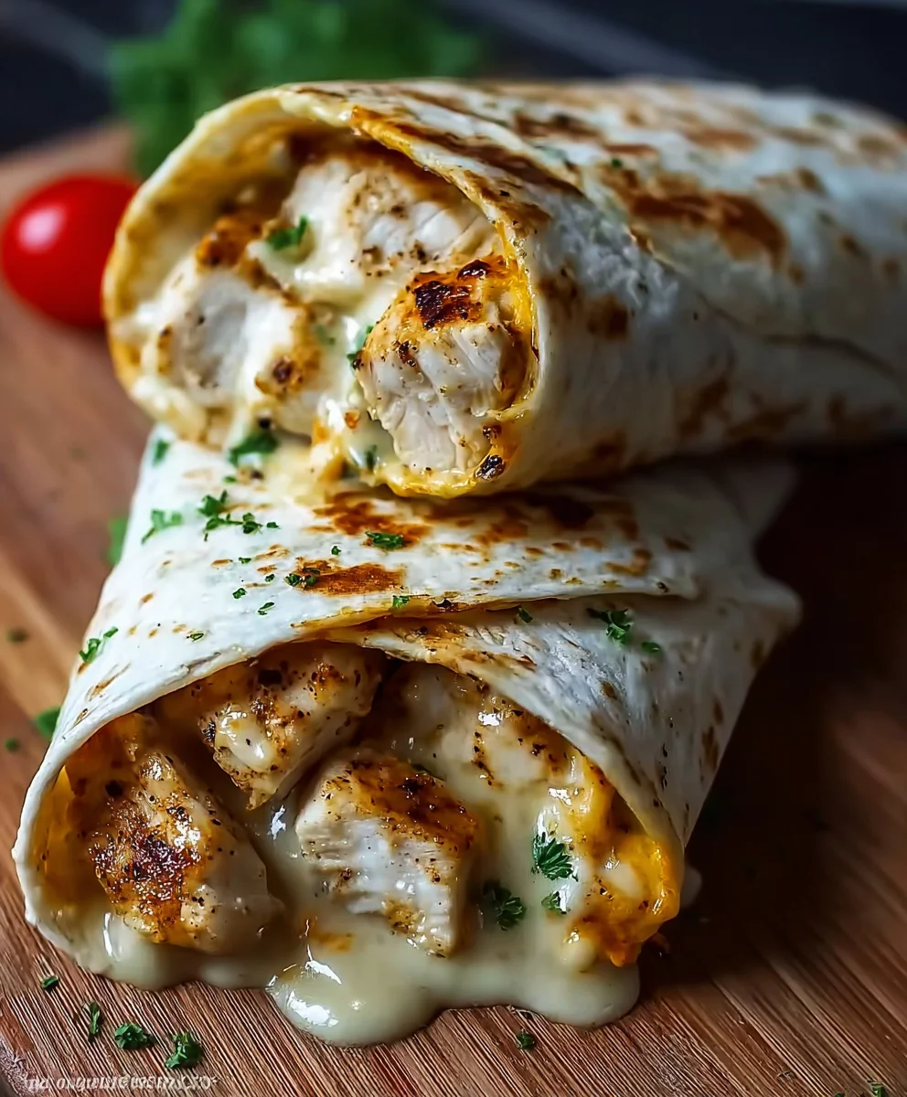 Cheesy Garlic Chicken Wraps- Easy Weeknight Meal