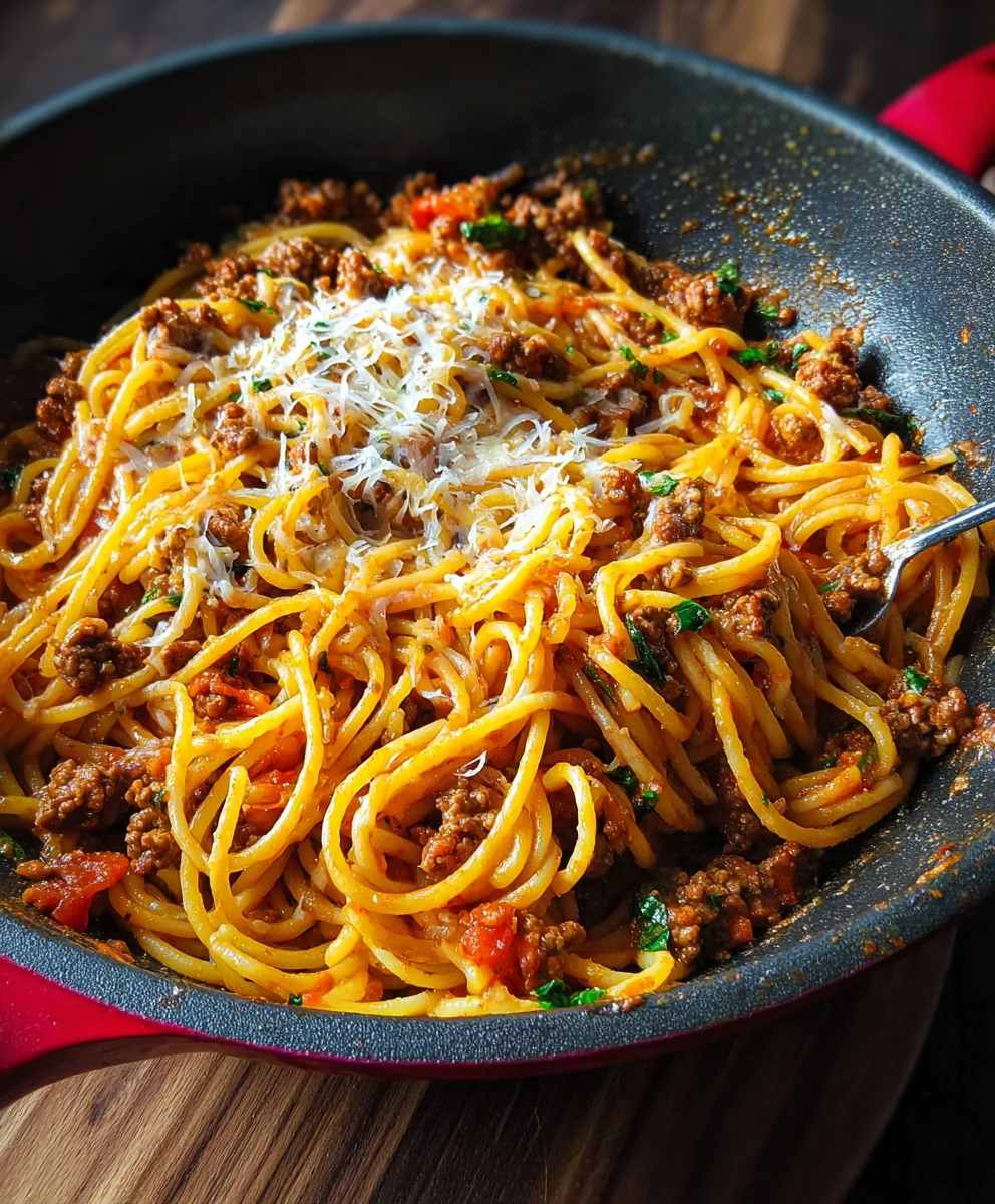 Easy One-Pot Beef Taco Spaghetti Dinner