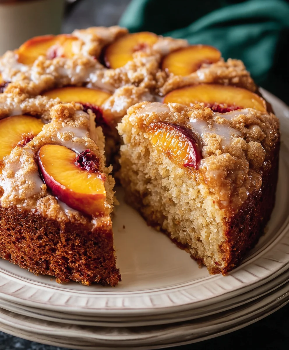 Vegan Peach Coffee Cake-Easy Delicious Dessert