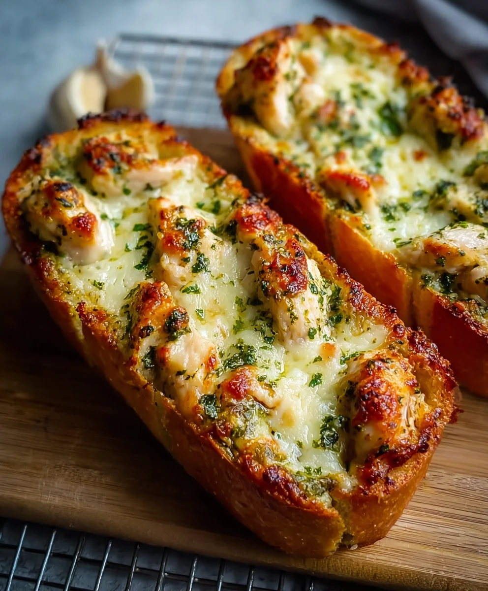 Pesto Chicken Garlic Bread-Easy & Delicious Recipe