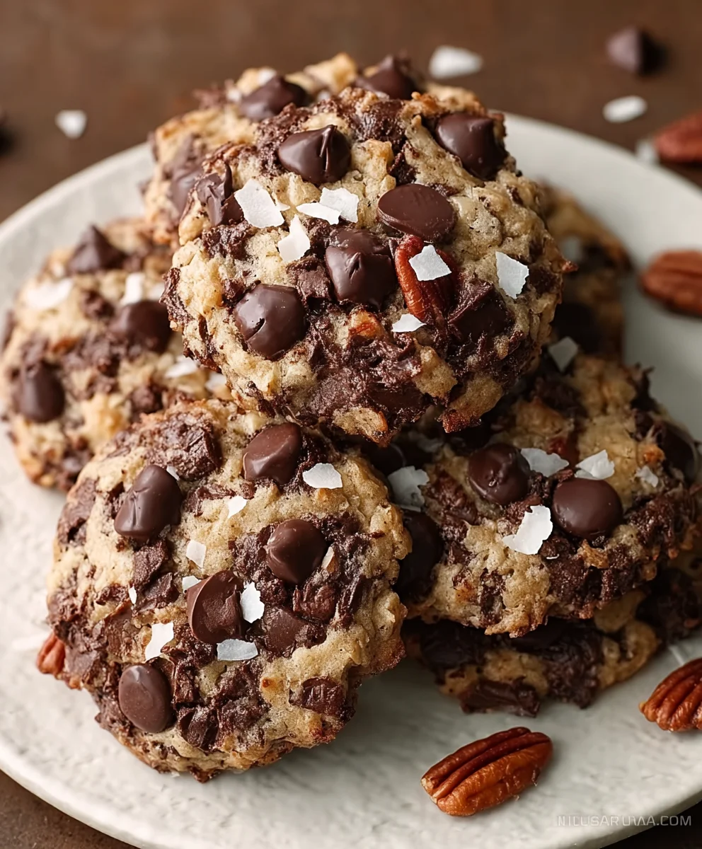Delicious Chocolate Pecan Coconut Cookies - Easy Recipe