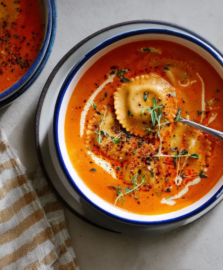 Roasted Red Pepper Ravioli Soup – Hearty & Delicious Meal