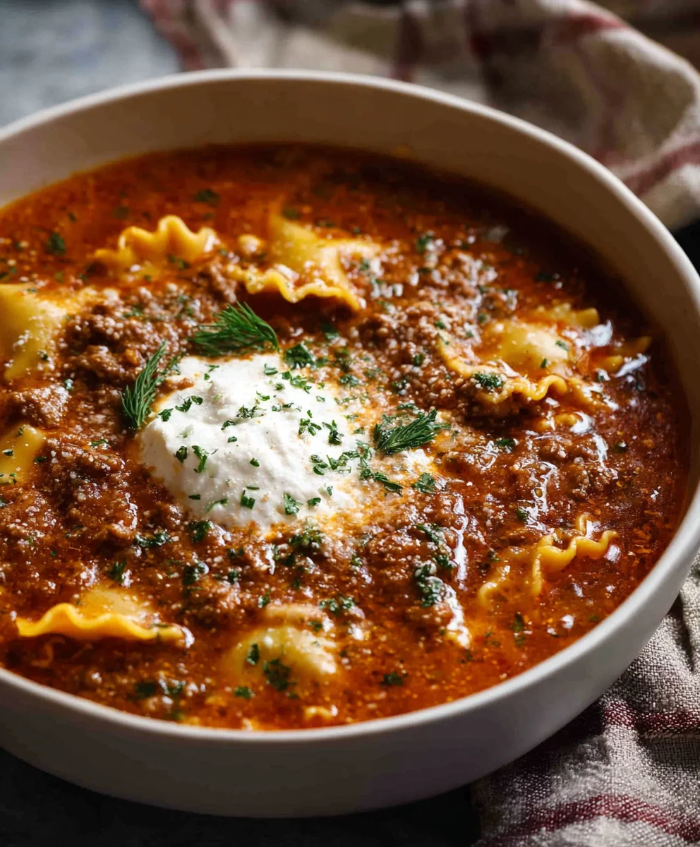 Mouthwatering One Pot Lasagna Soup - Easy Beef Recipe