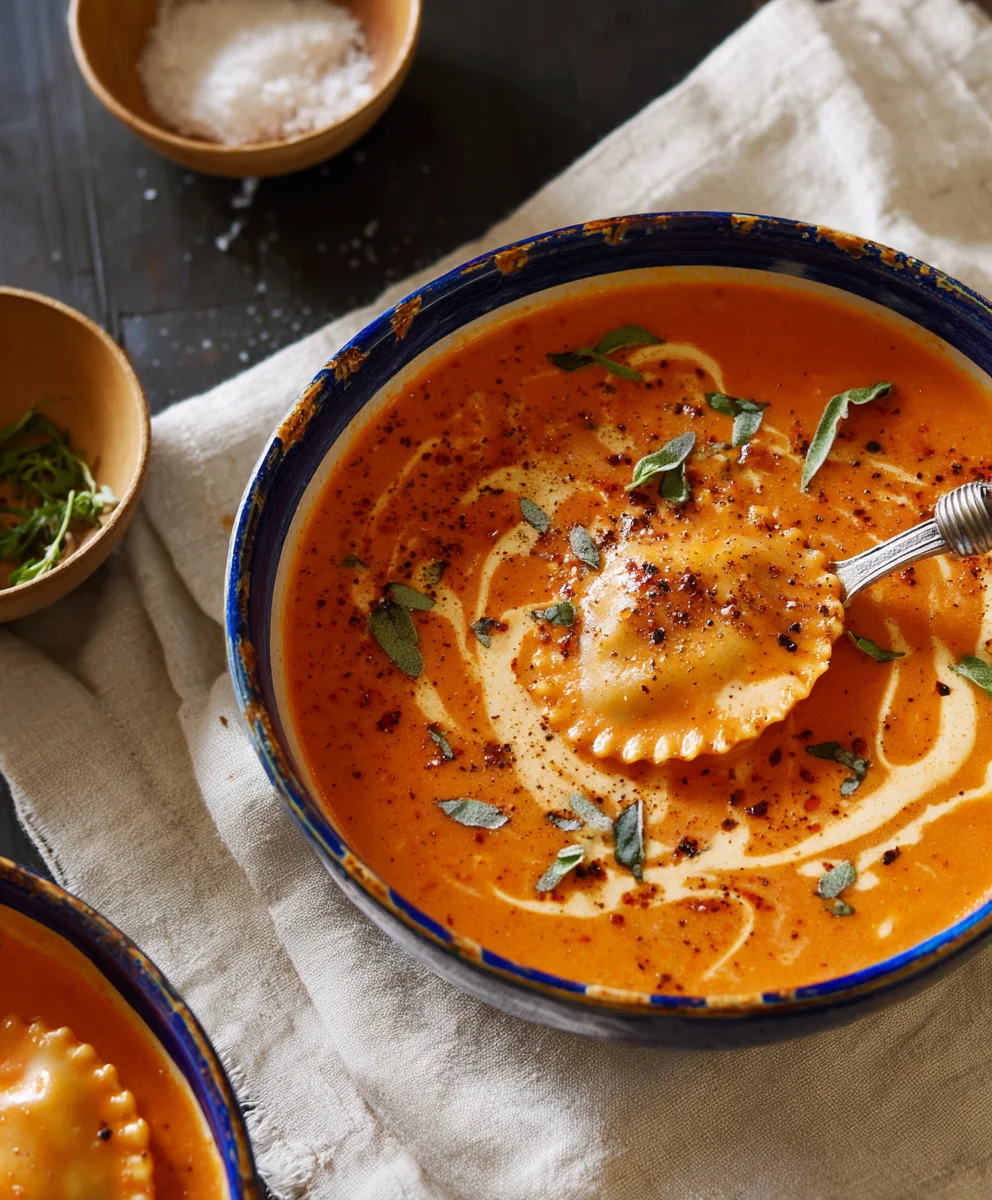 Roasted Red Pepper Ravioli Soup - Hearty & Delicious Meal
