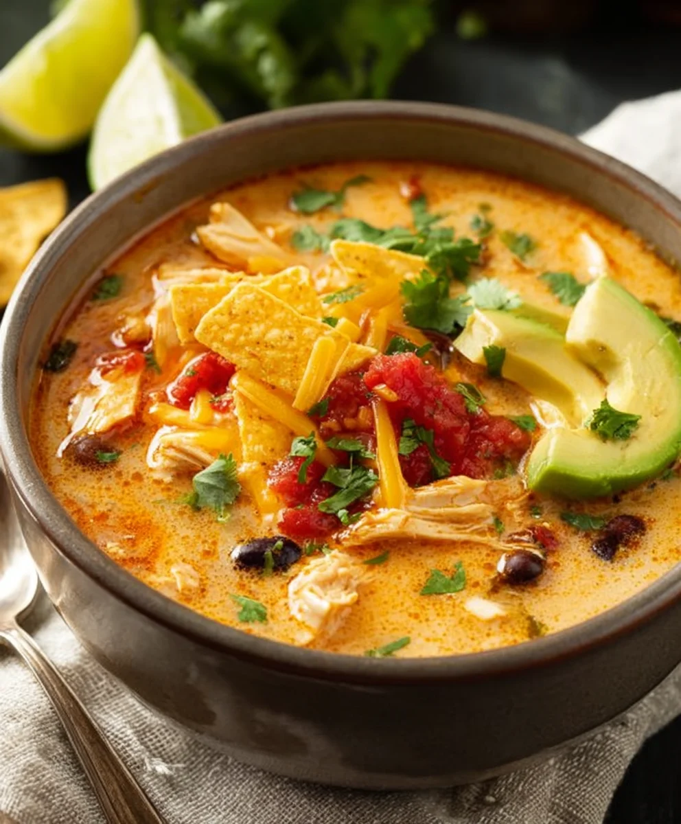 Creamy Chicken Tortilla Soup-Hearty & Delicious