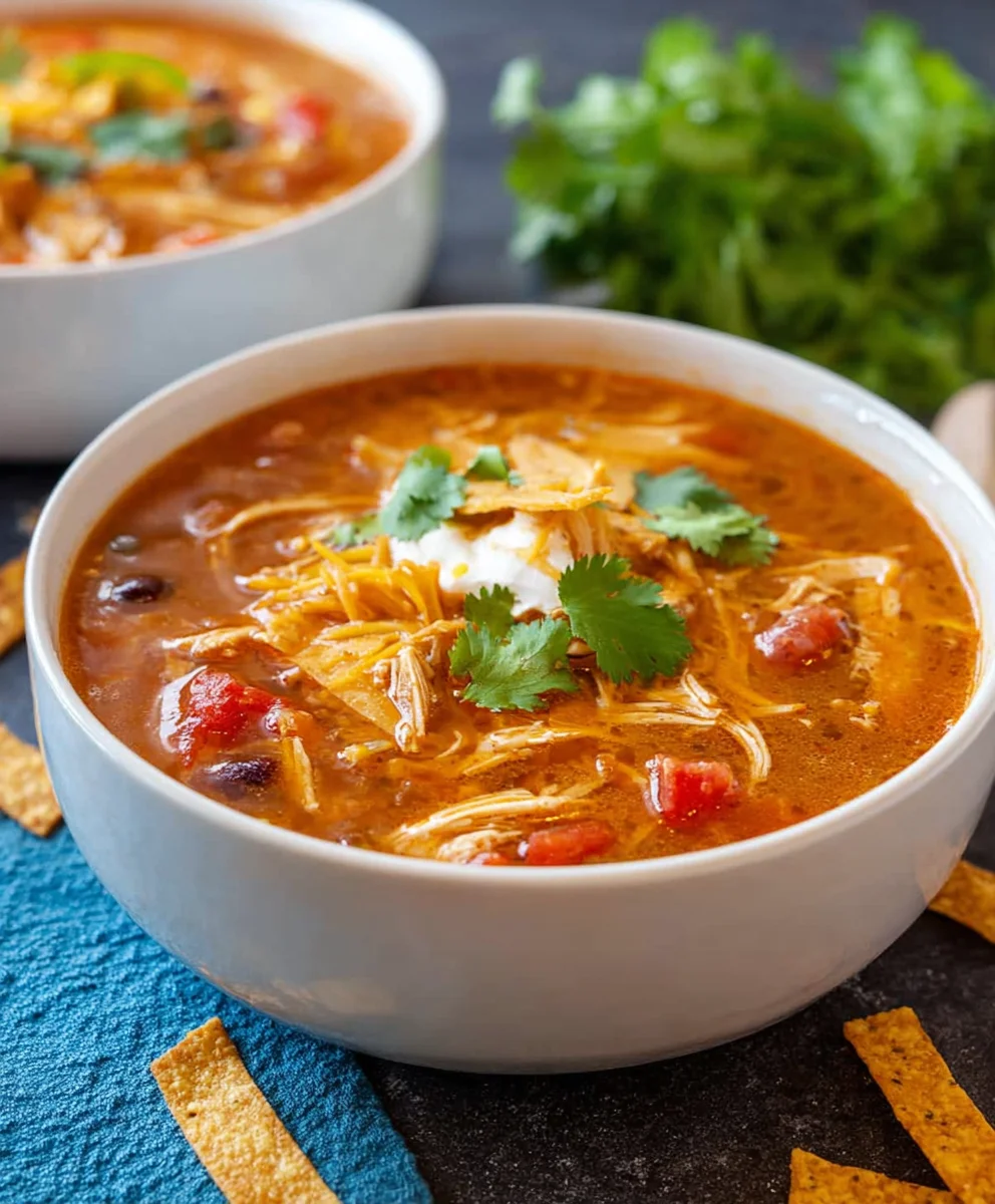 Easy Crockpot Chicken Tortilla Soup Recipe - Flavorful