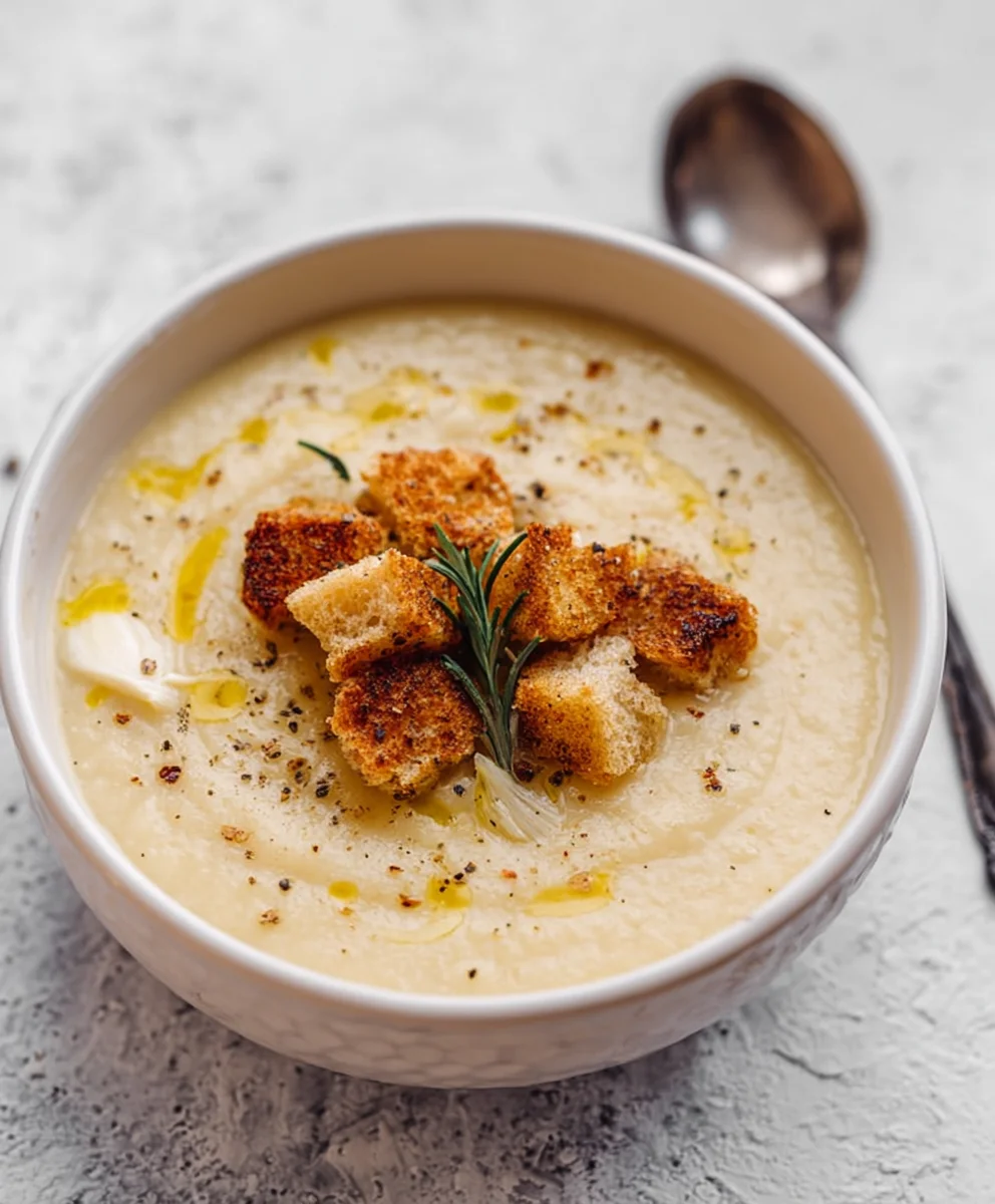 Creamy Vegan Roasted Garlic Potato Soup - Easy Recipe