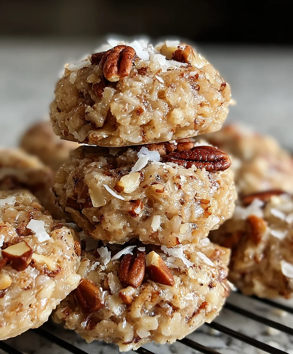 No Bake Pecan Coconut Praline Cookies-Easy Recipe