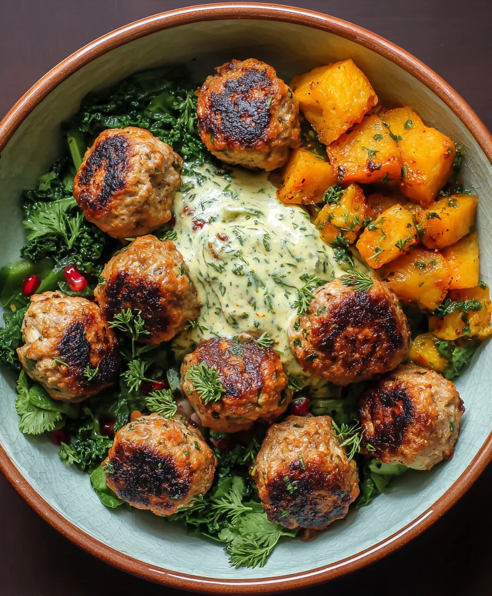 Flavorful Herby Chicken Meatball Bowl-Quick Easy Meal