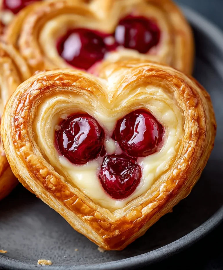 Heart-Shaped Cherry Cheese Danish Delight