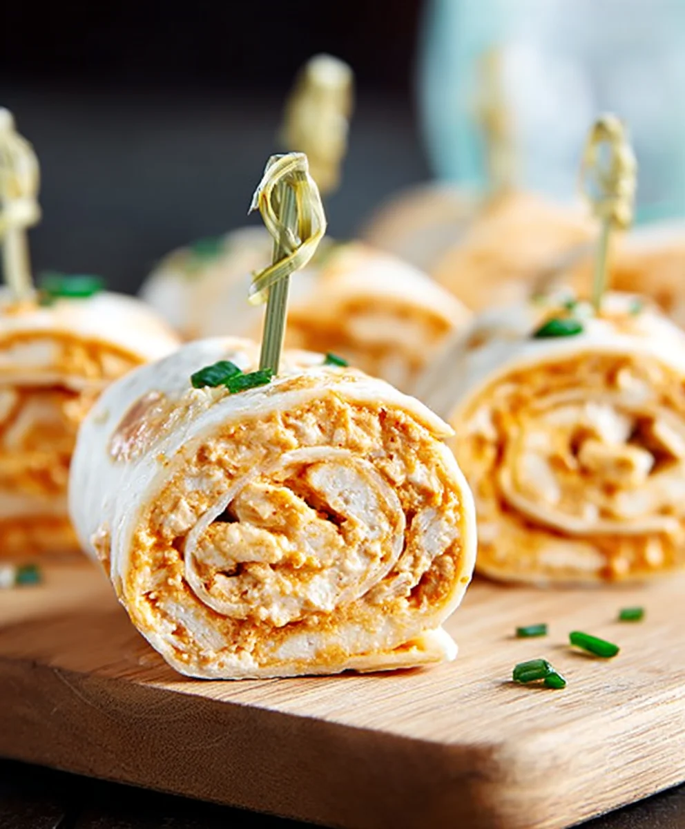 Spicy Buffalo Chicken Pinwheels- Easy Appetizer Recipe