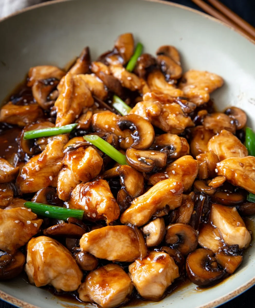 Chicken and Mushroom Stir-Fry Chinese Takeout Style