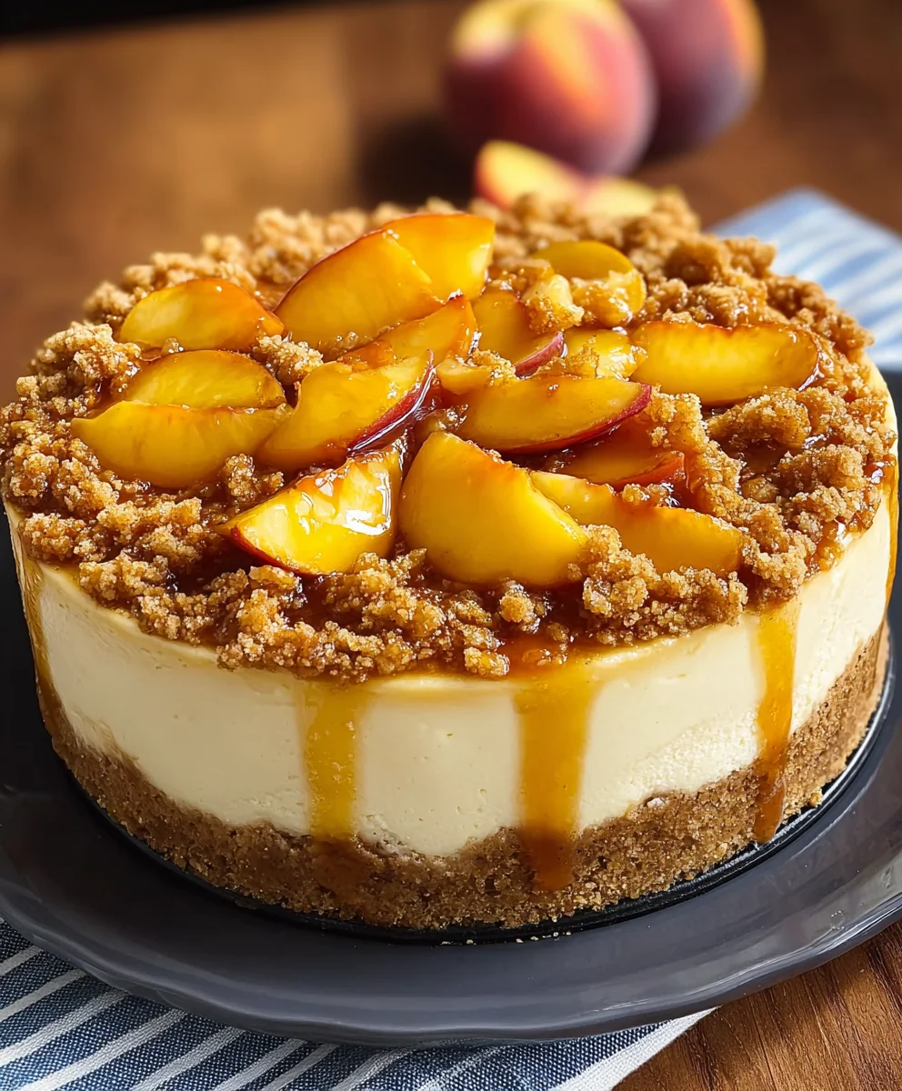 Peach Cobbler Cheesecake - Easy Dessert Recipe