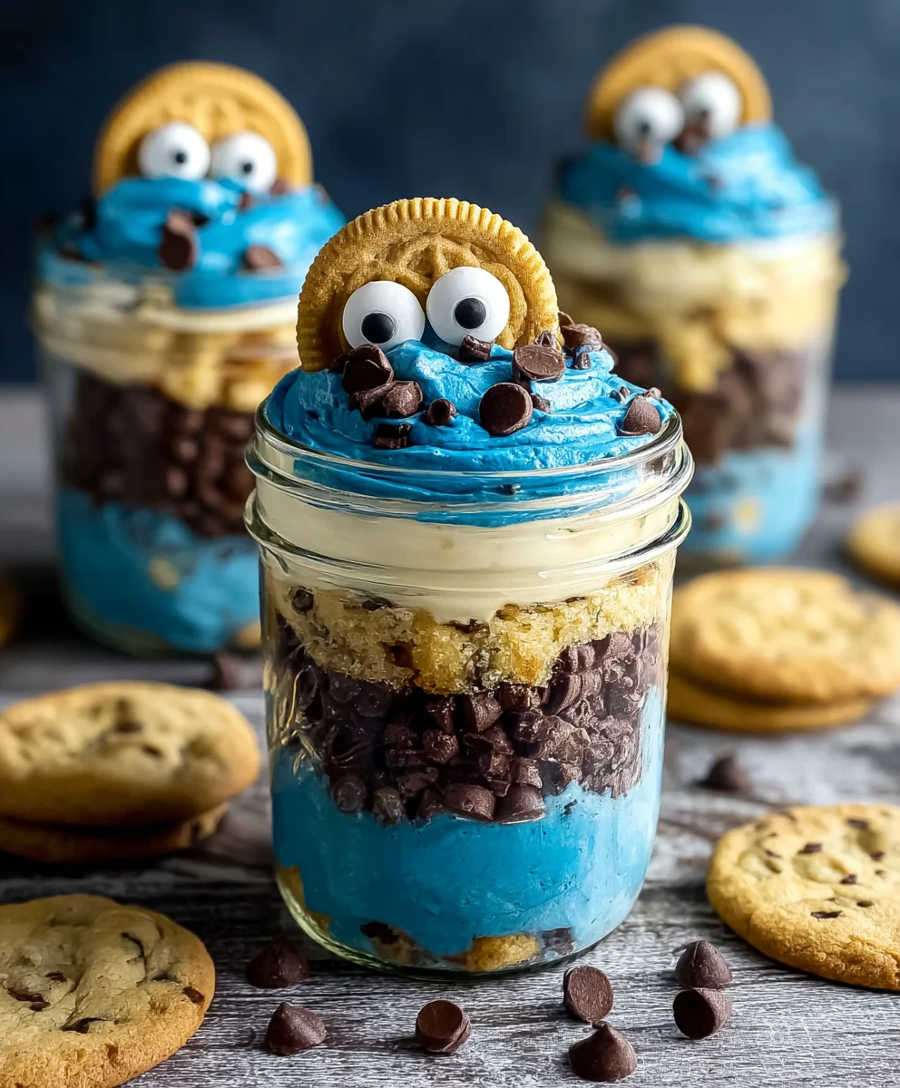Cookie Monster Cake Jars-Fun Treat Recipes