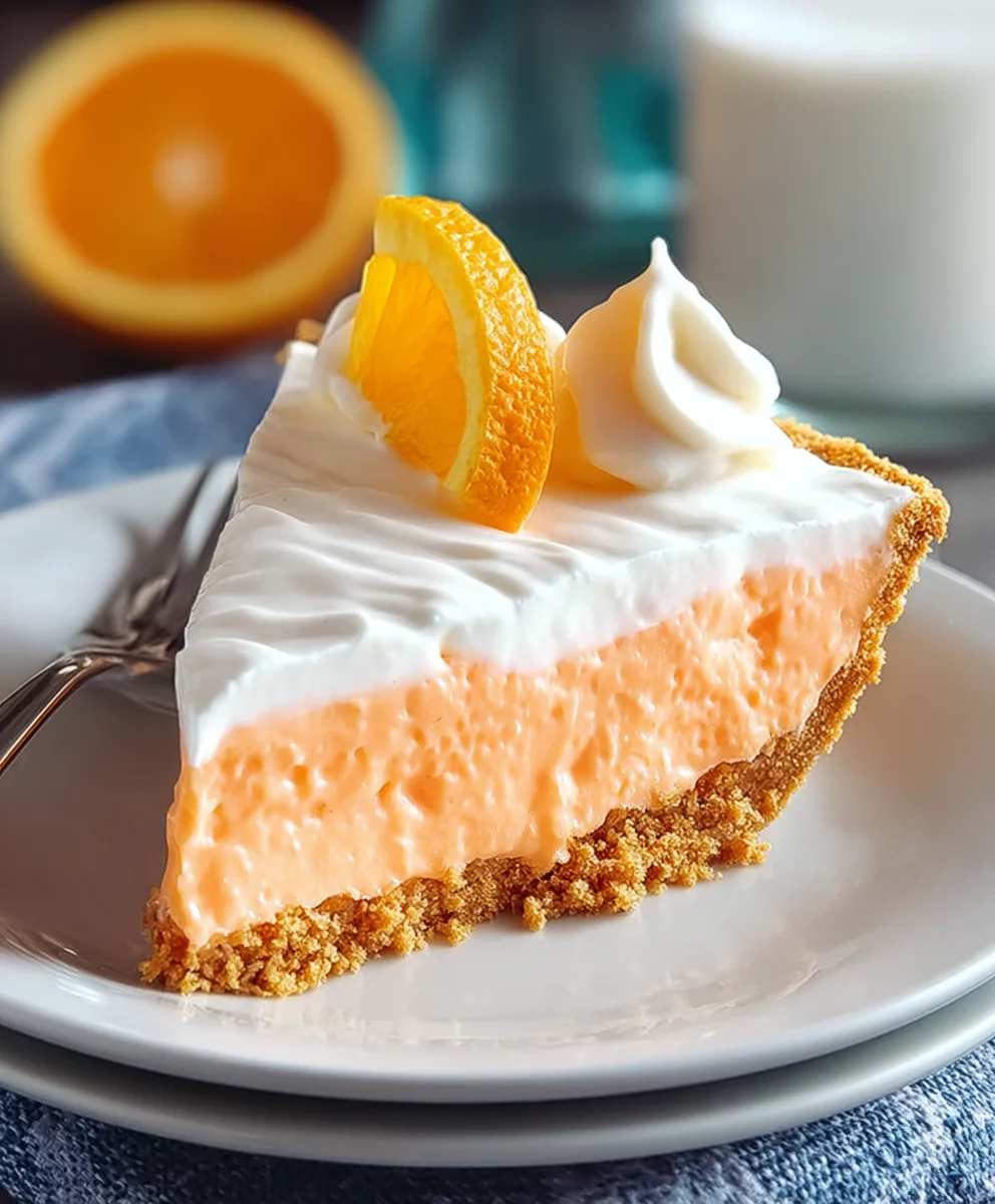 Creamy Jello Creamsicle Pie-Easy No-Bake Dessert