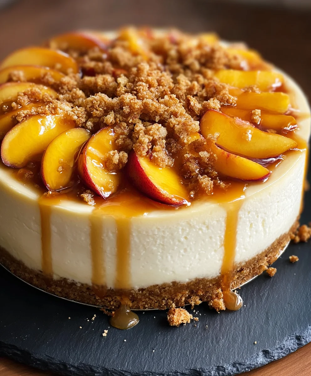 Peach Cobbler Cheesecake - Easy Dessert Recipe