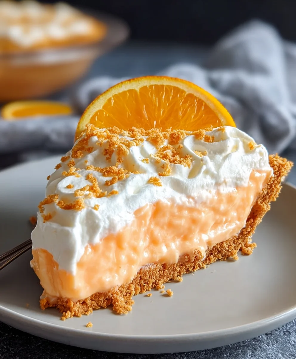 Creamy Jello Creamsicle Pie-Easy No-Bake Dessert
