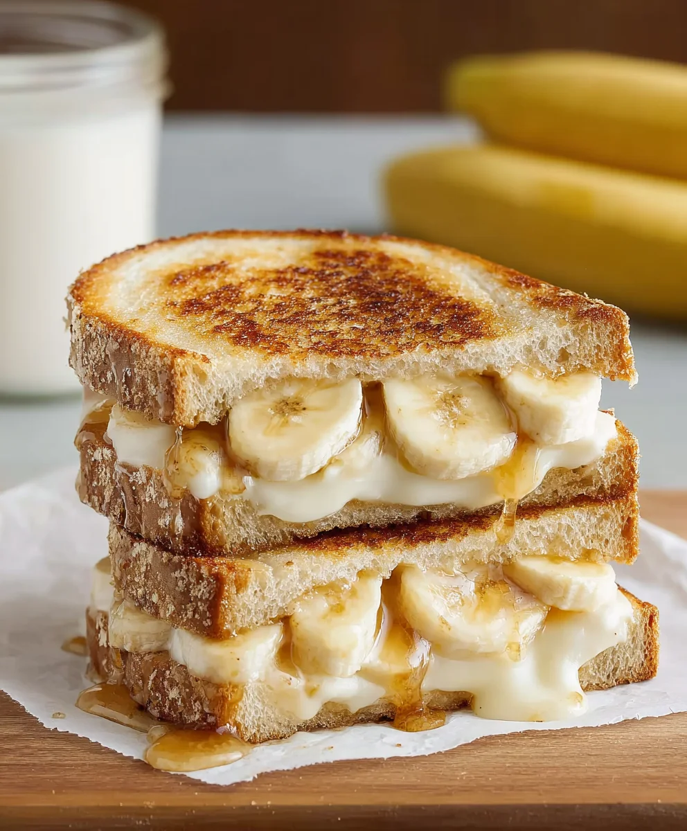 Honey Banana Grilled Cheese Sandwich-Sweet & Gooey