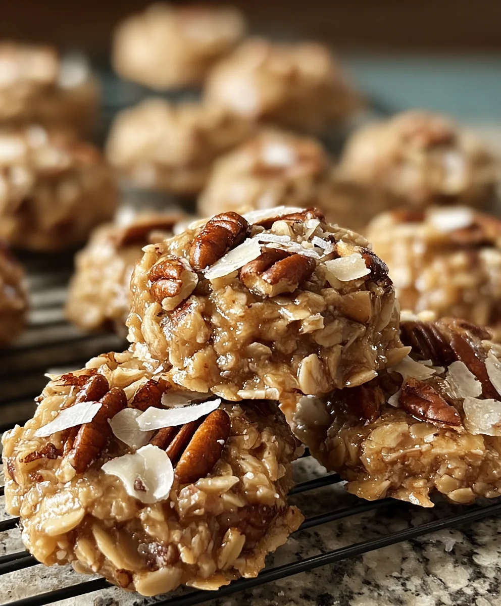 No Bake Pecan Coconut Praline Cookies-Easy Recipe