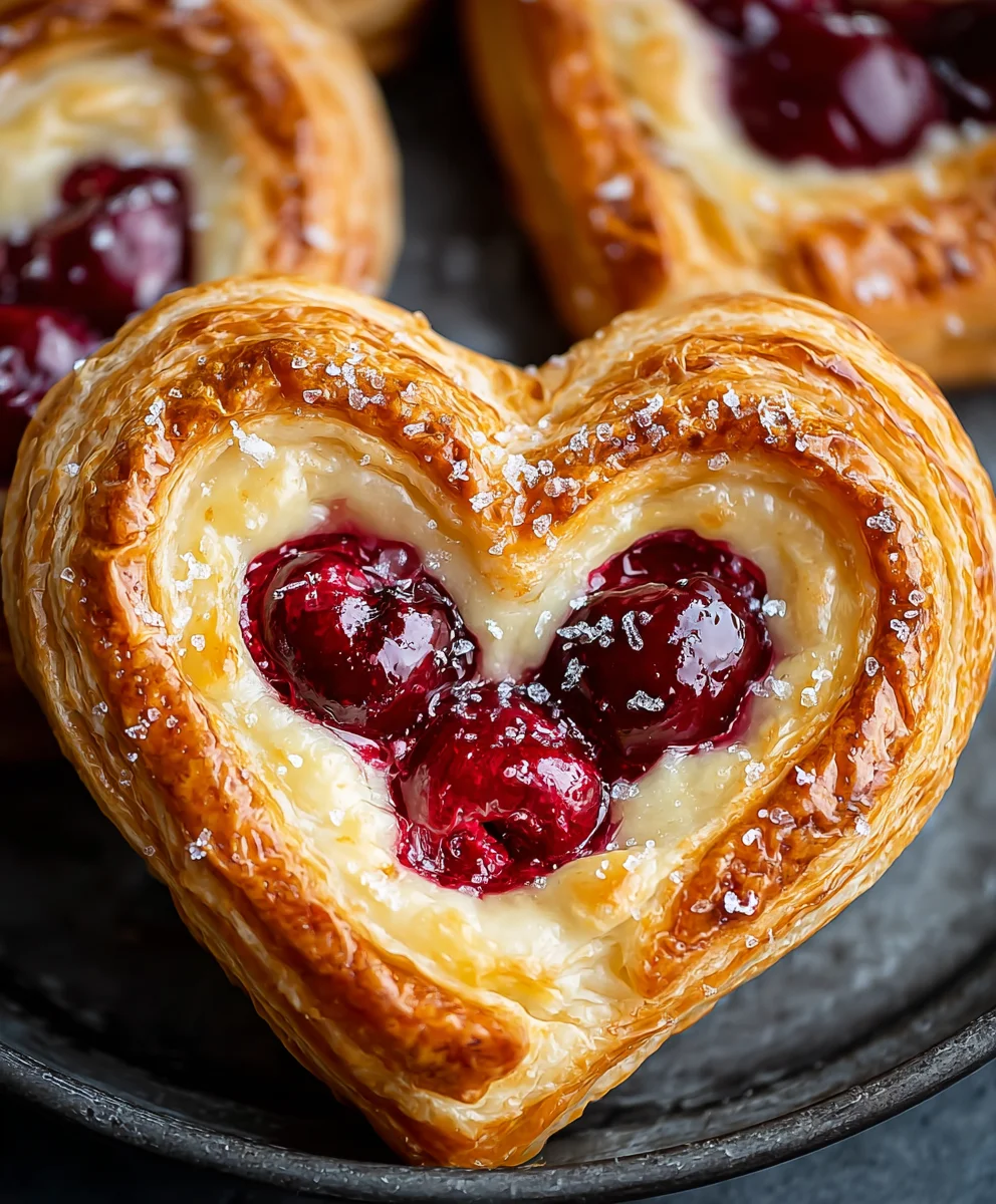 Heart-Shaped Cherry Cheese Danish Delight