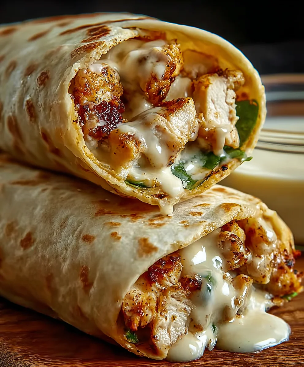Cheesy Garlic Chicken Wraps- Easy Dinner Delight