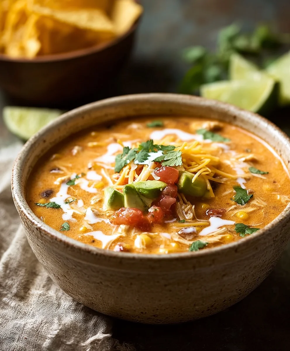 Easy Creamy Chicken Enchilada Soup - Quick Dinner Recipe