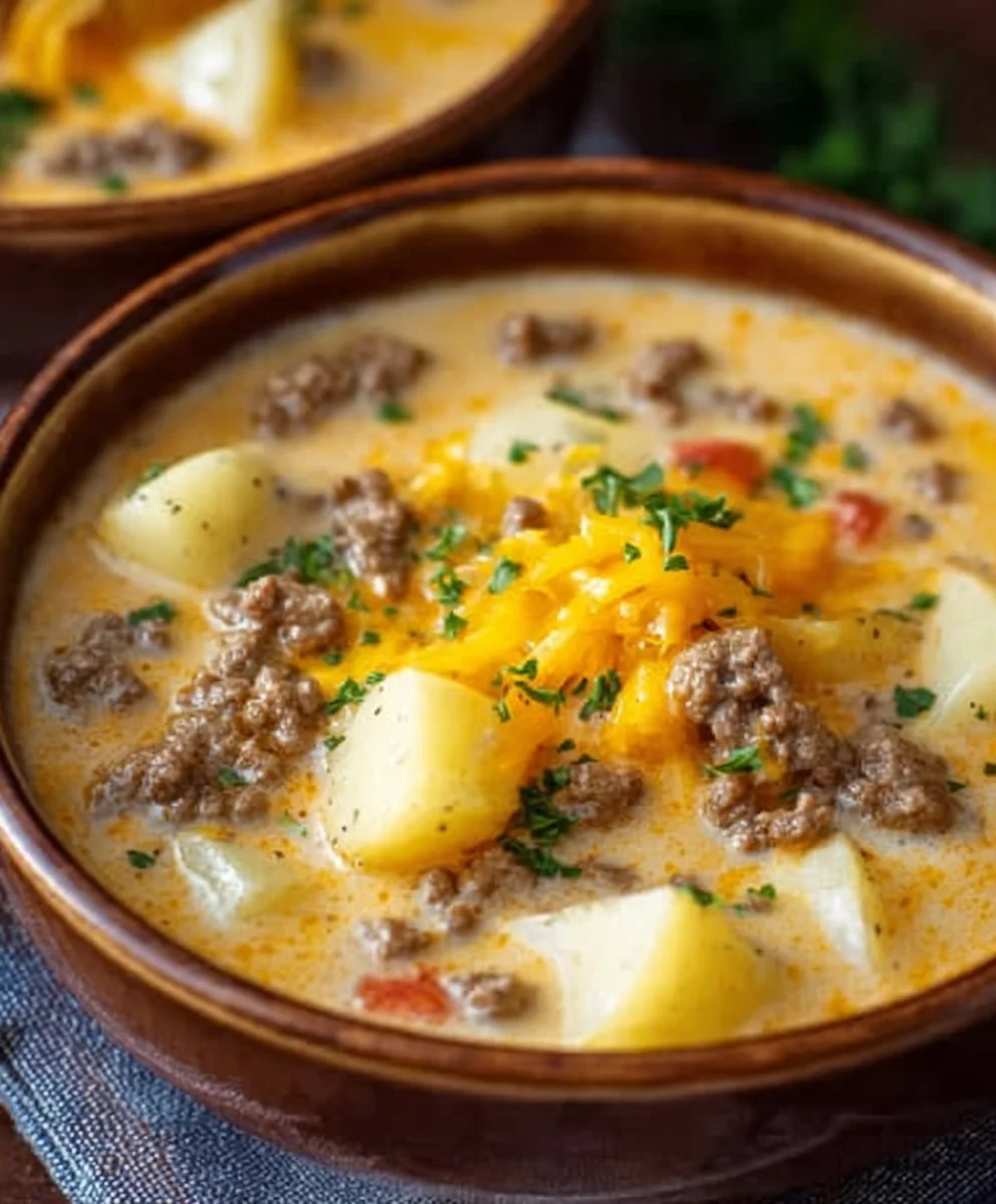 Cheesy Beef Beef Hamburger Potato Soup Recipe