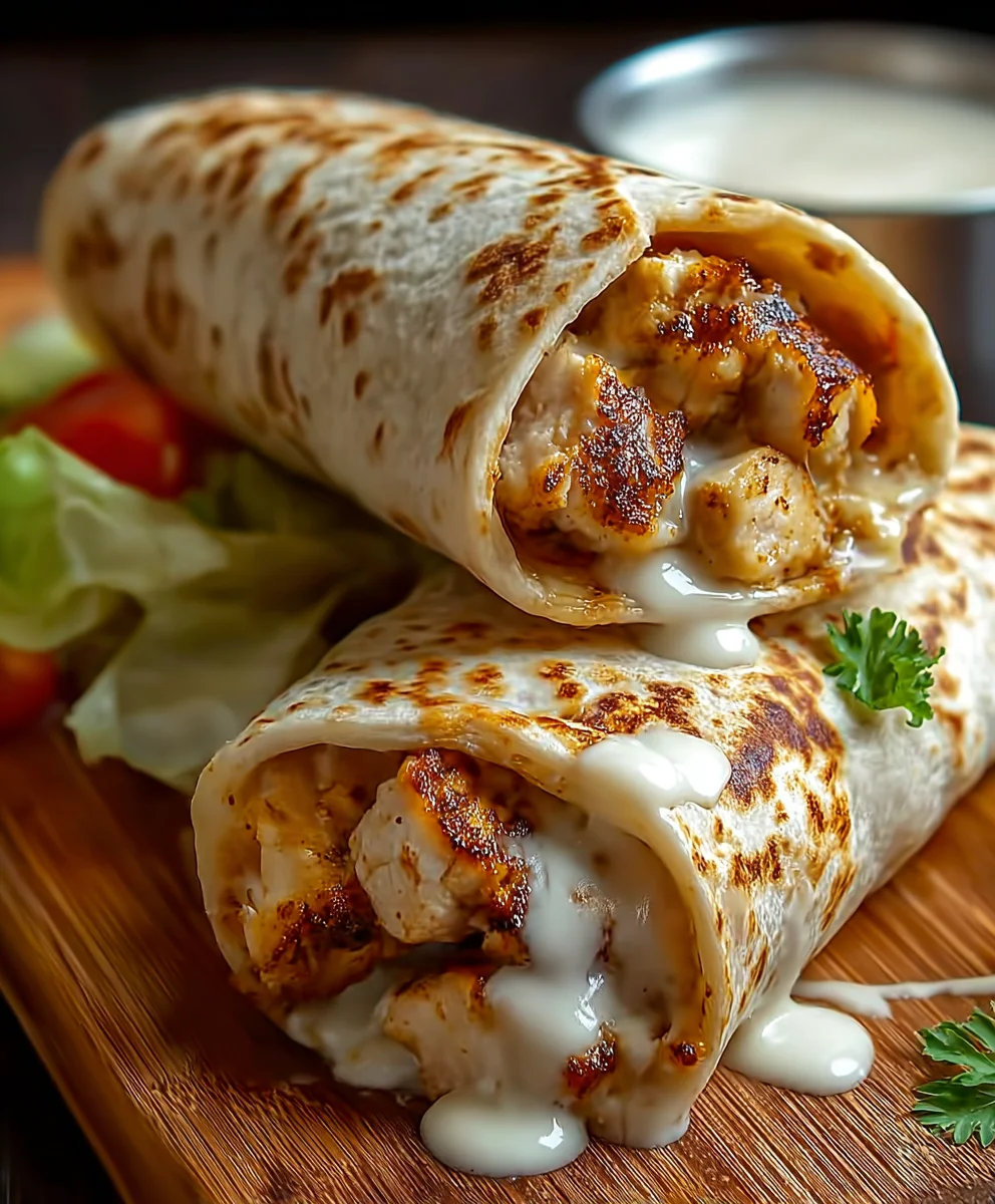 Cheesy Garlic Chicken Wraps- Easy Dinner Delight