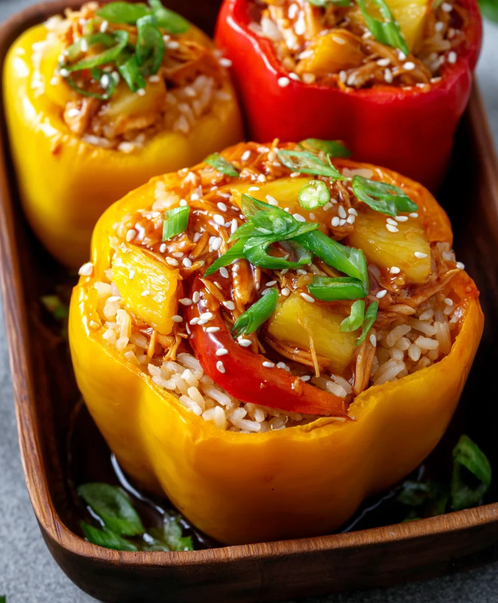 Teriyaki Pineapple Chicken Stuffed Peppers Recipe
