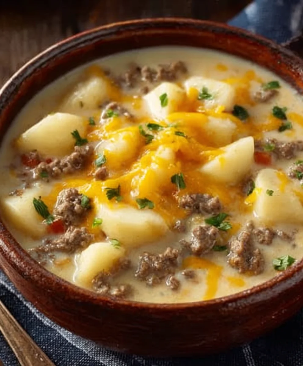 Cheesy Beef Beef Hamburger Potato Soup Recipe