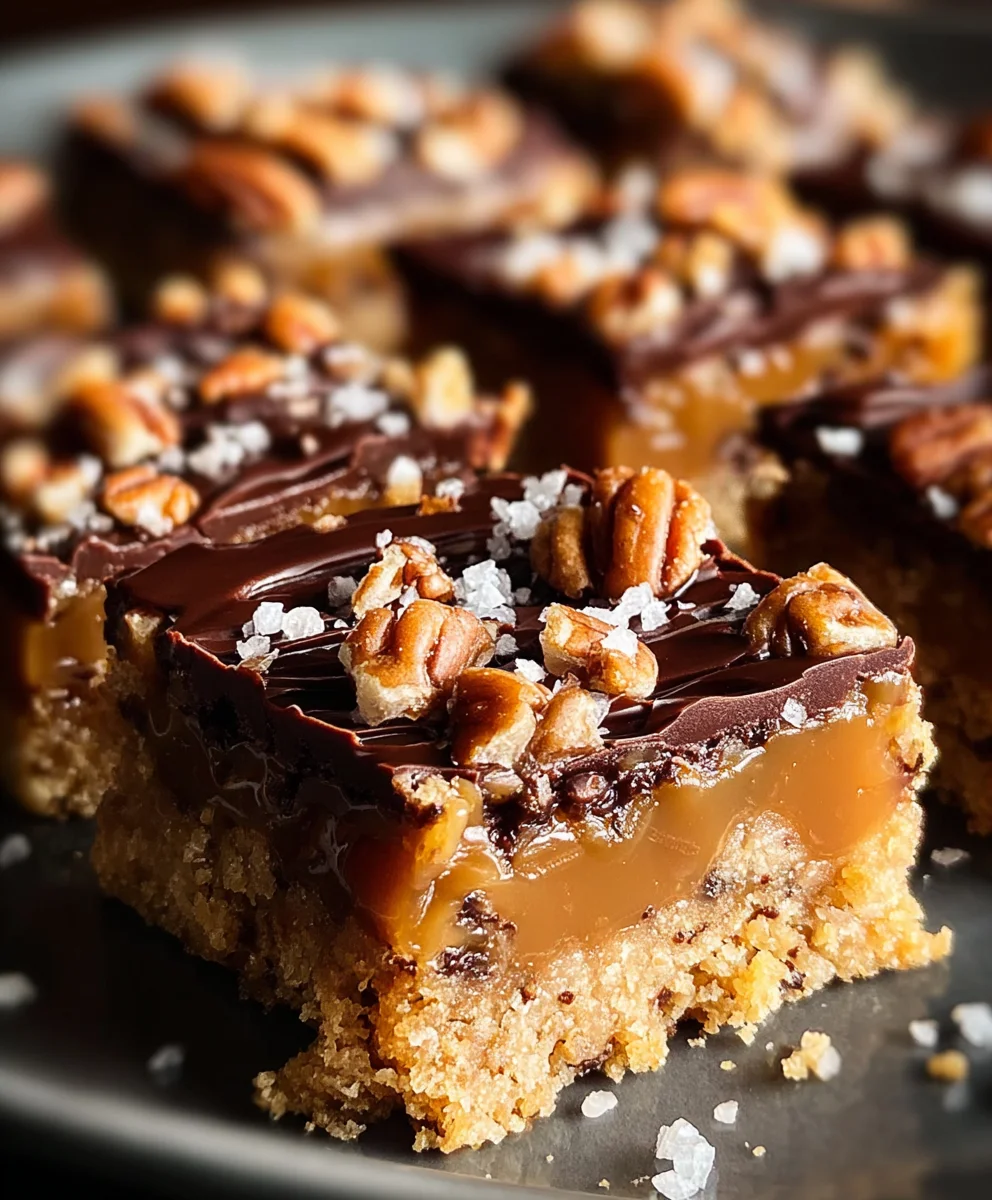 Easy Turtle Bars-Decadent Chocolate Caramel Pecan Treat