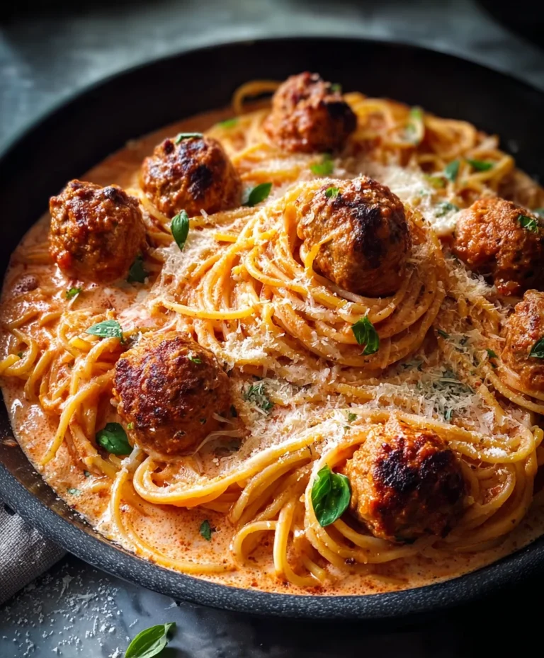 Creamy Spaghetti and Beef Meatballs Recipe