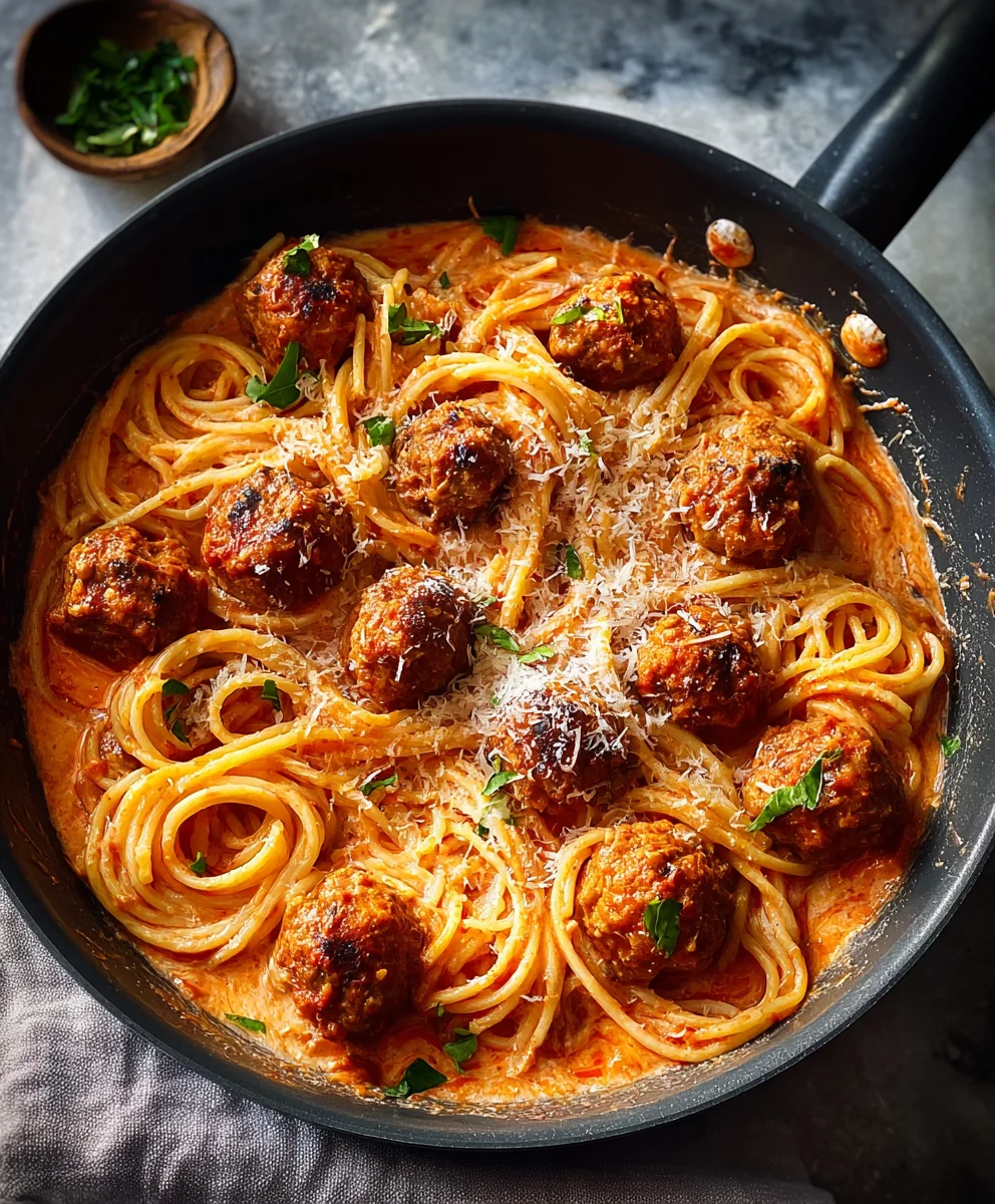 Creamy Spaghetti and Beef Meatballs Recipe