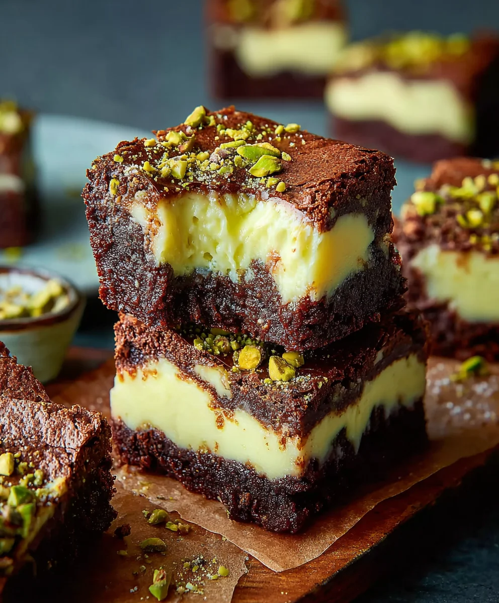 Pistachio Cheesecake Brownies-Decadent Dessert Bliss
