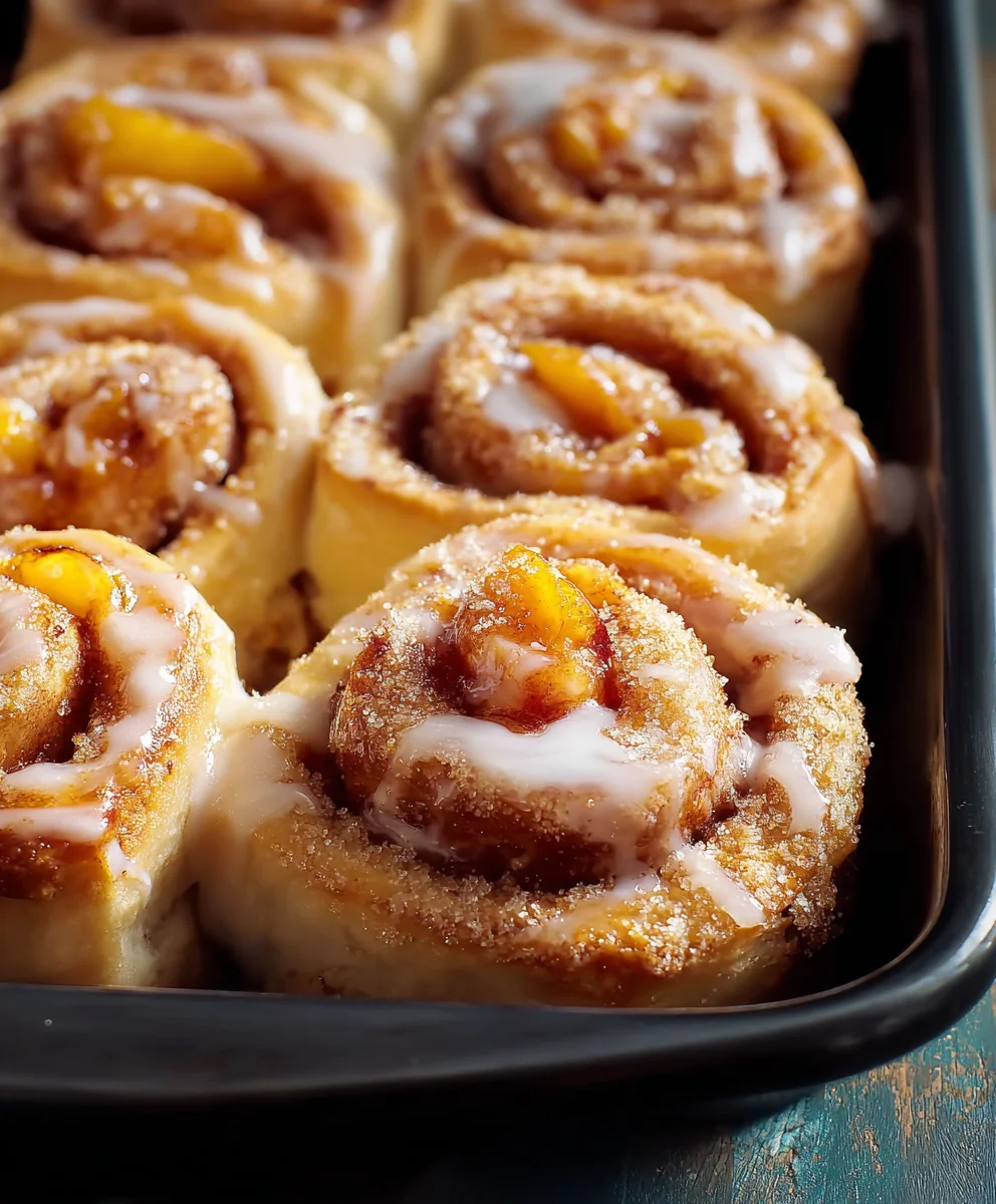 Peach Cobbler Cinnamon Rolls - A Sweet Treat