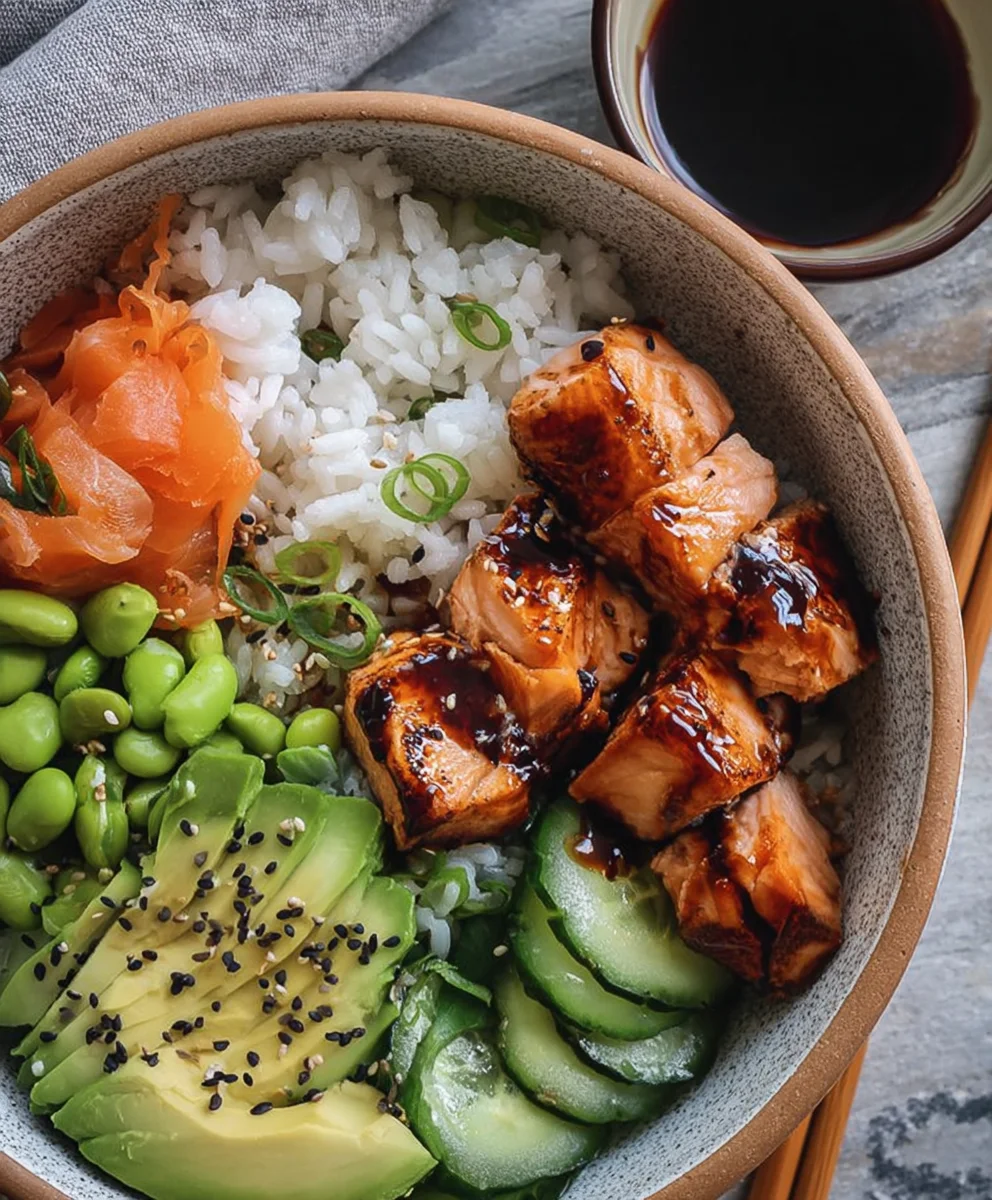 Gluten-Free Teriyaki Salmon Sushi Bowl Recipe