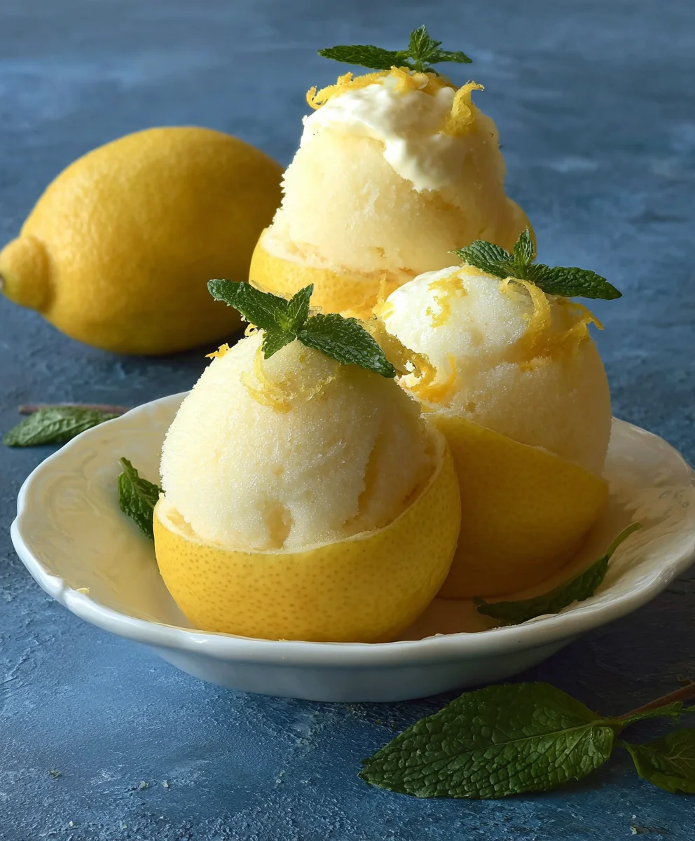 Frozen Lemon Shell Sorbetto- Refreshing Summer Dessert