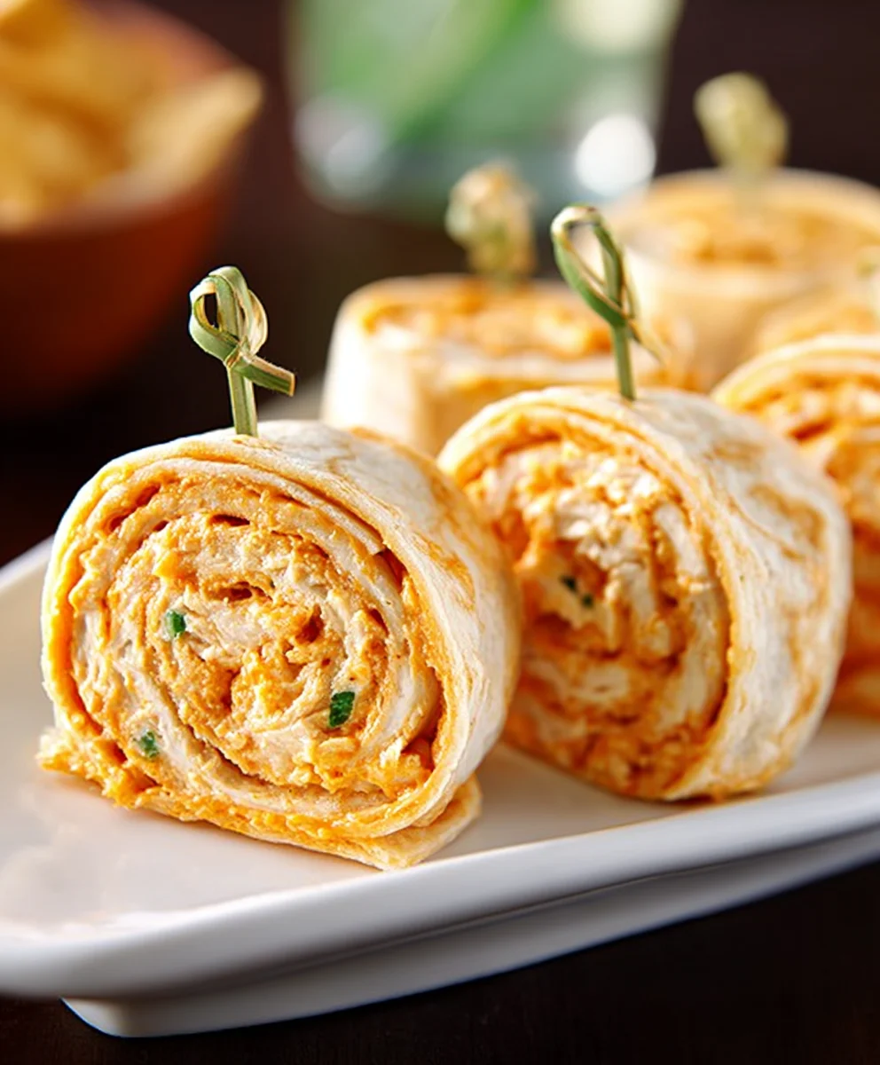 Spicy Buffalo Chicken Pinwheels- Easy Appetizer Recipe