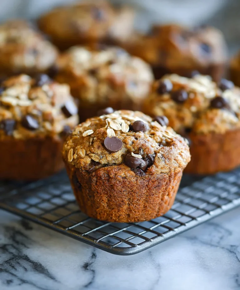 Healthy Banana Chocolate Chip Oatmeal Muffins