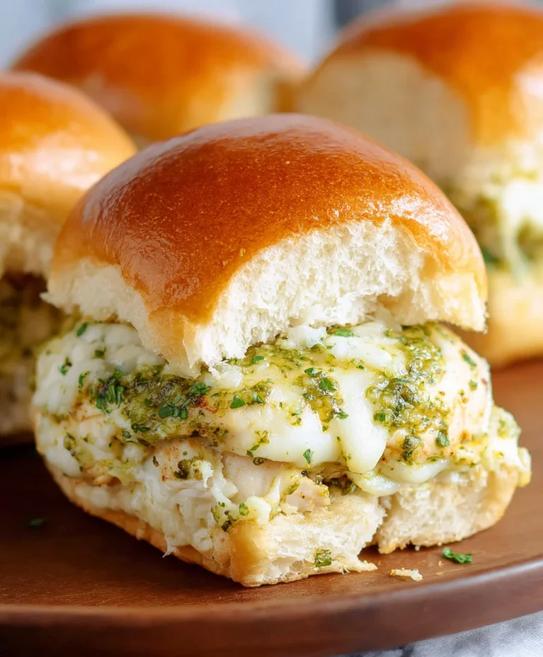 Cheesy Garlic Pesto Chicken Sliders-Easy Appetizer