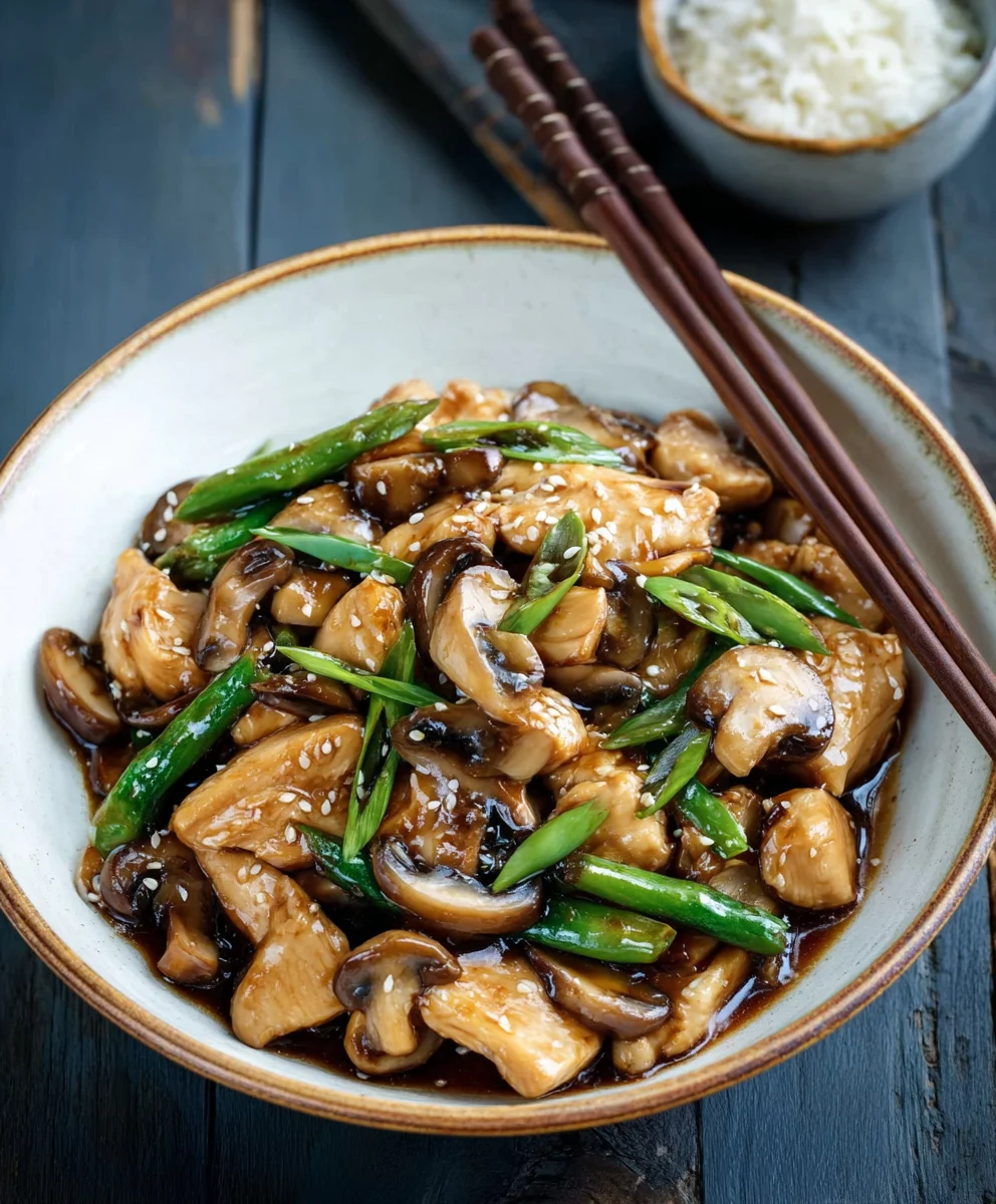 Chicken and Mushroom Stir-Fry Chinese Takeout Style