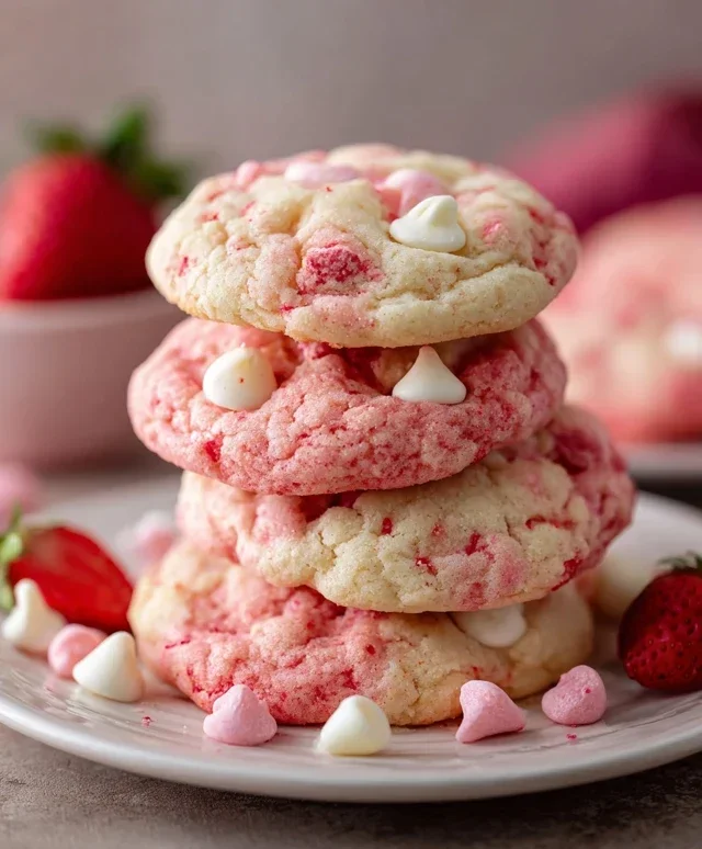 Strawberry Cake Mix Cookies